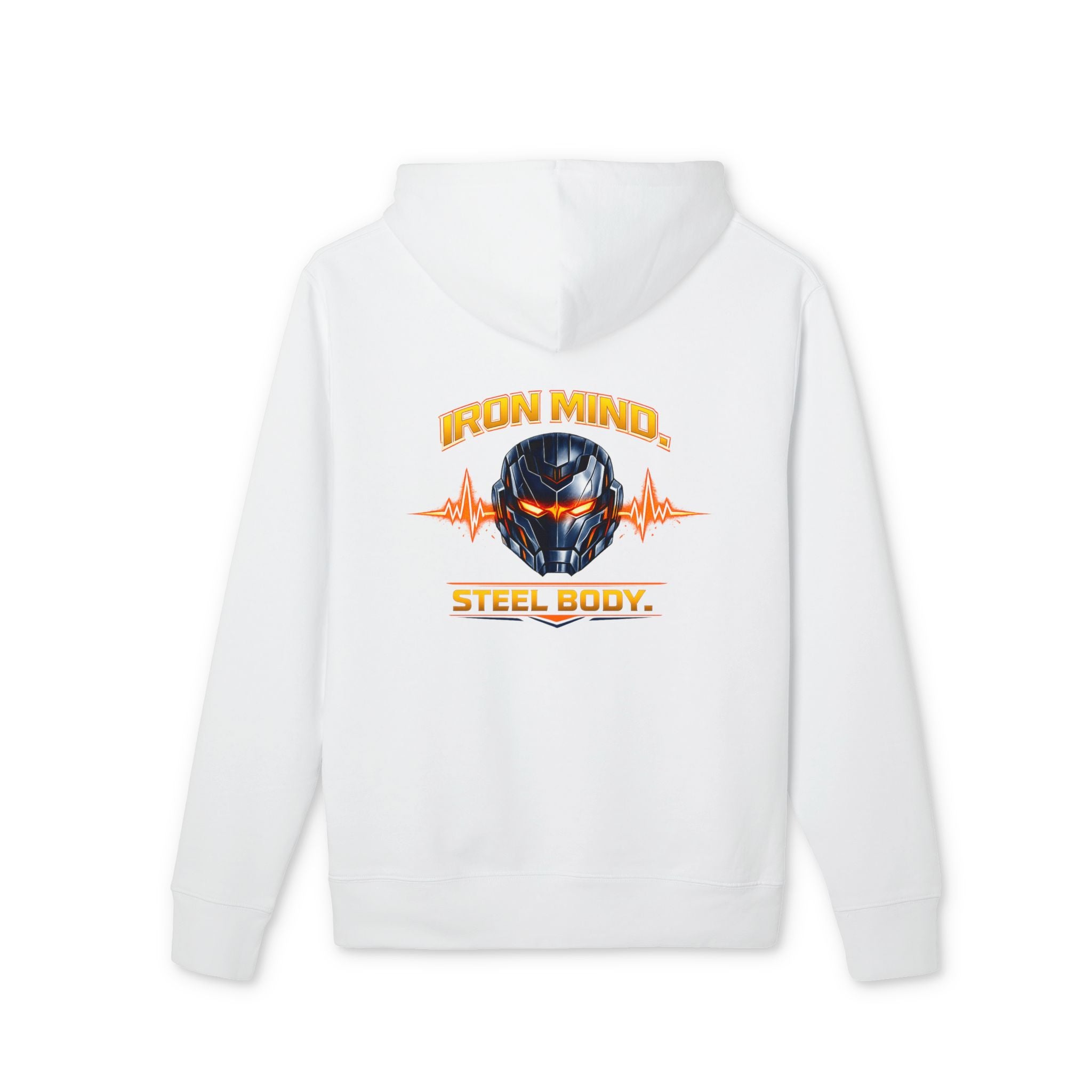 Iron Mind Steel Body helmet design Hoodie | Cyber warrior, orange heartbeat