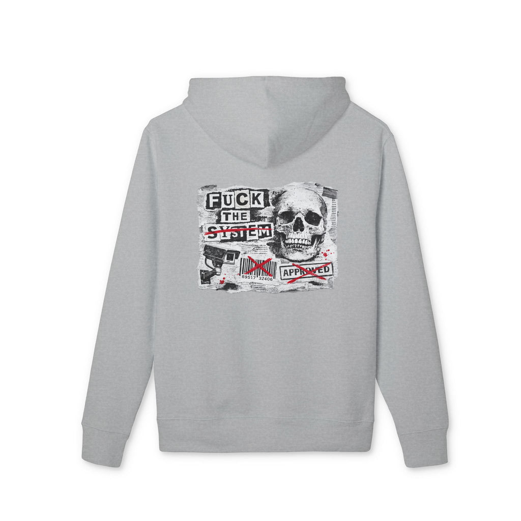 Skull Punk Collage Hoodie | BE FREE front, graphic back