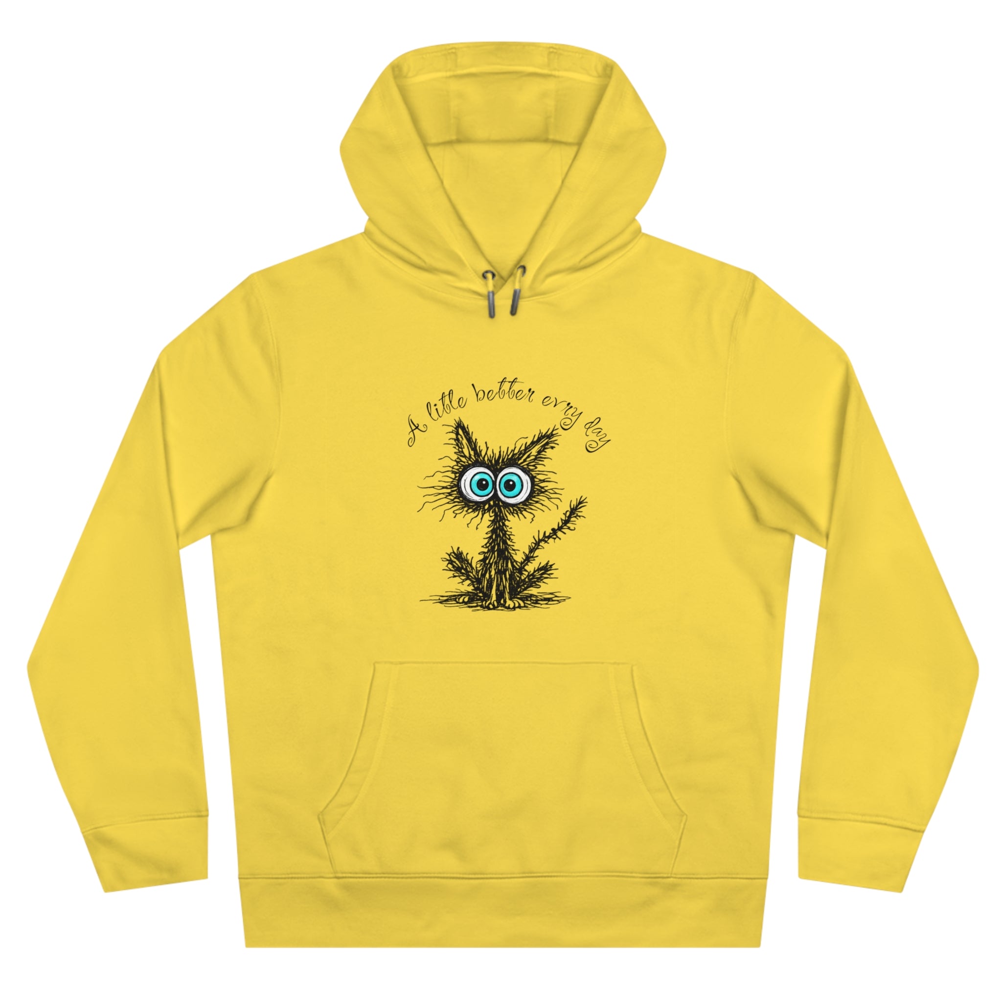 Blue Eyed Fuzzy Owl Illustration King Hooded Sweatshirt | Cute Owl Sketch Hoodie
